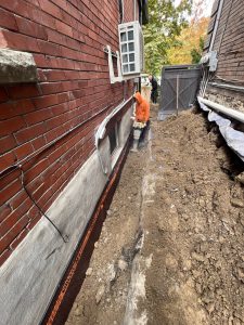 Outside basement waterproofing
